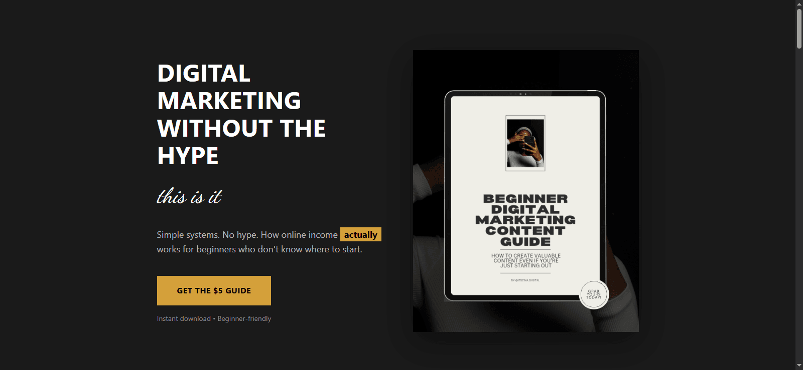 Digital guide Salespage